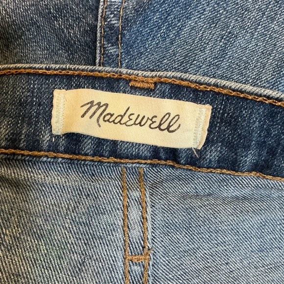 Madewell Slim Wide-Leg Crop Jeans Blue Raw Hem Size 23 - Picture 12 of 13